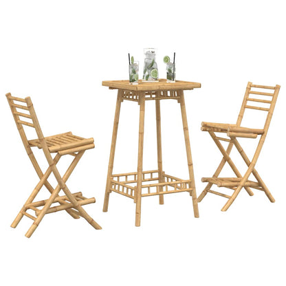 vidaXL 3 Piece Outdoor Bar Set Foldable Bamboo - Brown - 26475