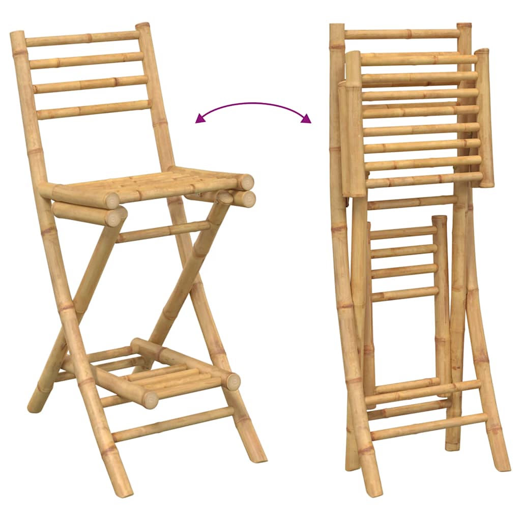 vidaXL 3 Piece Outdoor Bar Set Foldable Bamboo - Brown - 26475