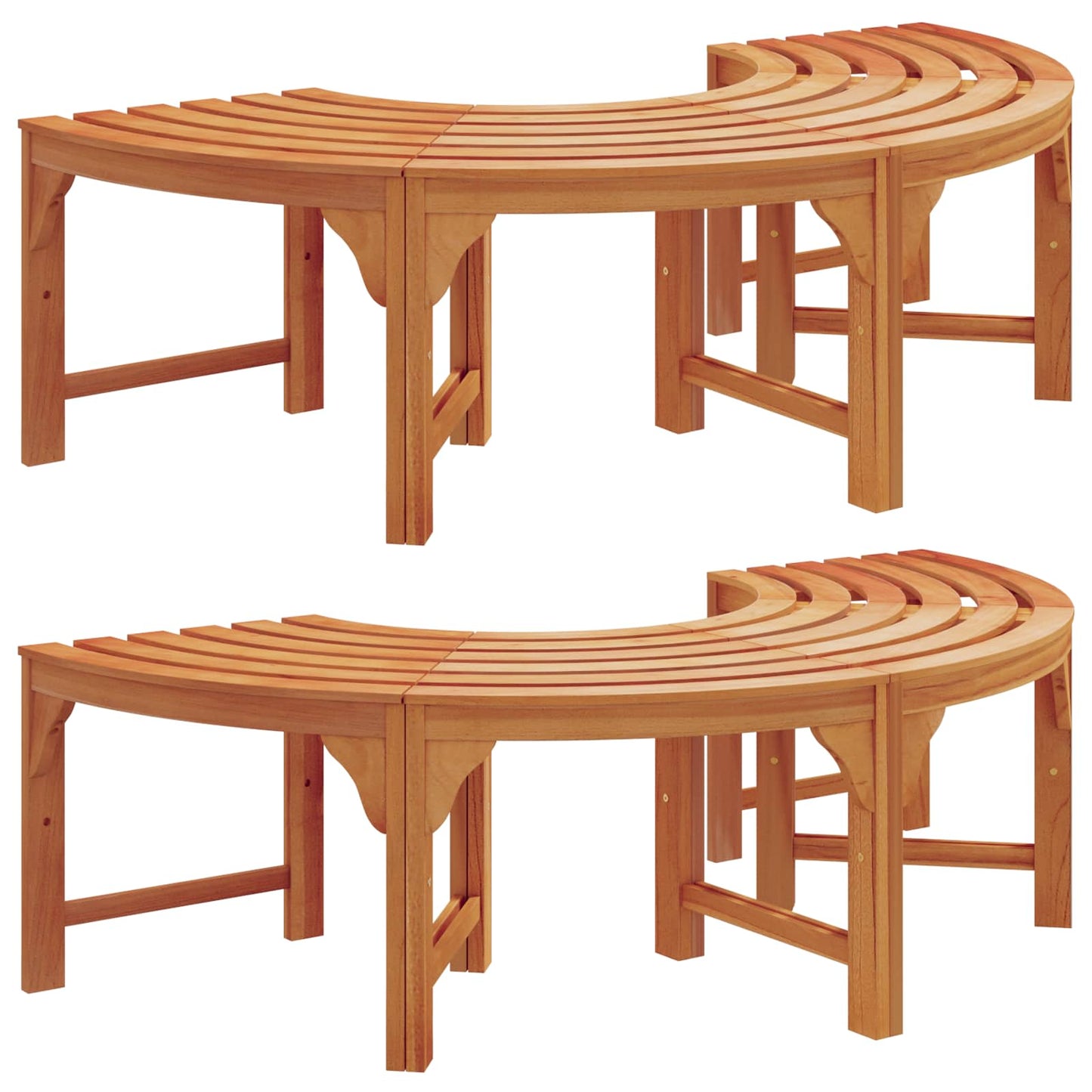vidaXL Tree Bench 8 -Seater 2 pcs 160 x 80 x 45cm Natural - Brown