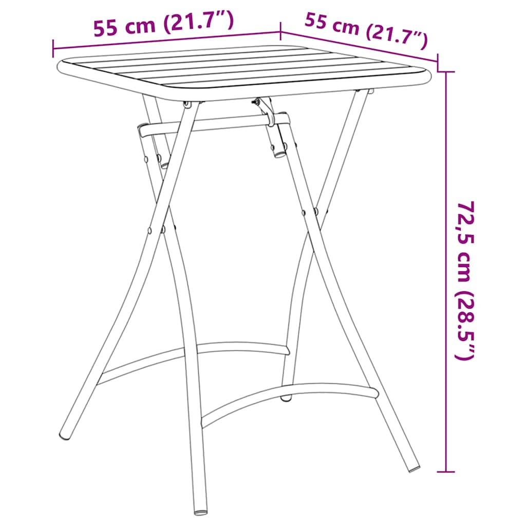 vidaXL Bistro Table Beige 55 x 55 x 72.5 cm Powder-coated Steel