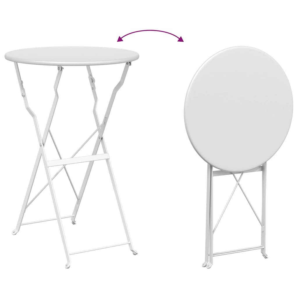 vidaXL Bistro Table Folding White Ø 50 x 71 cm Powder-coated Steel