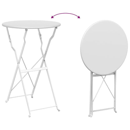 vidaXL Bistro Table Folding White Ø 50 x 71 cm Powder-coated Steel