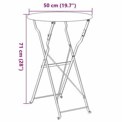 vidaXL Bistro Table Folding White Ø 50 x 71 cm Powder-coated Steel