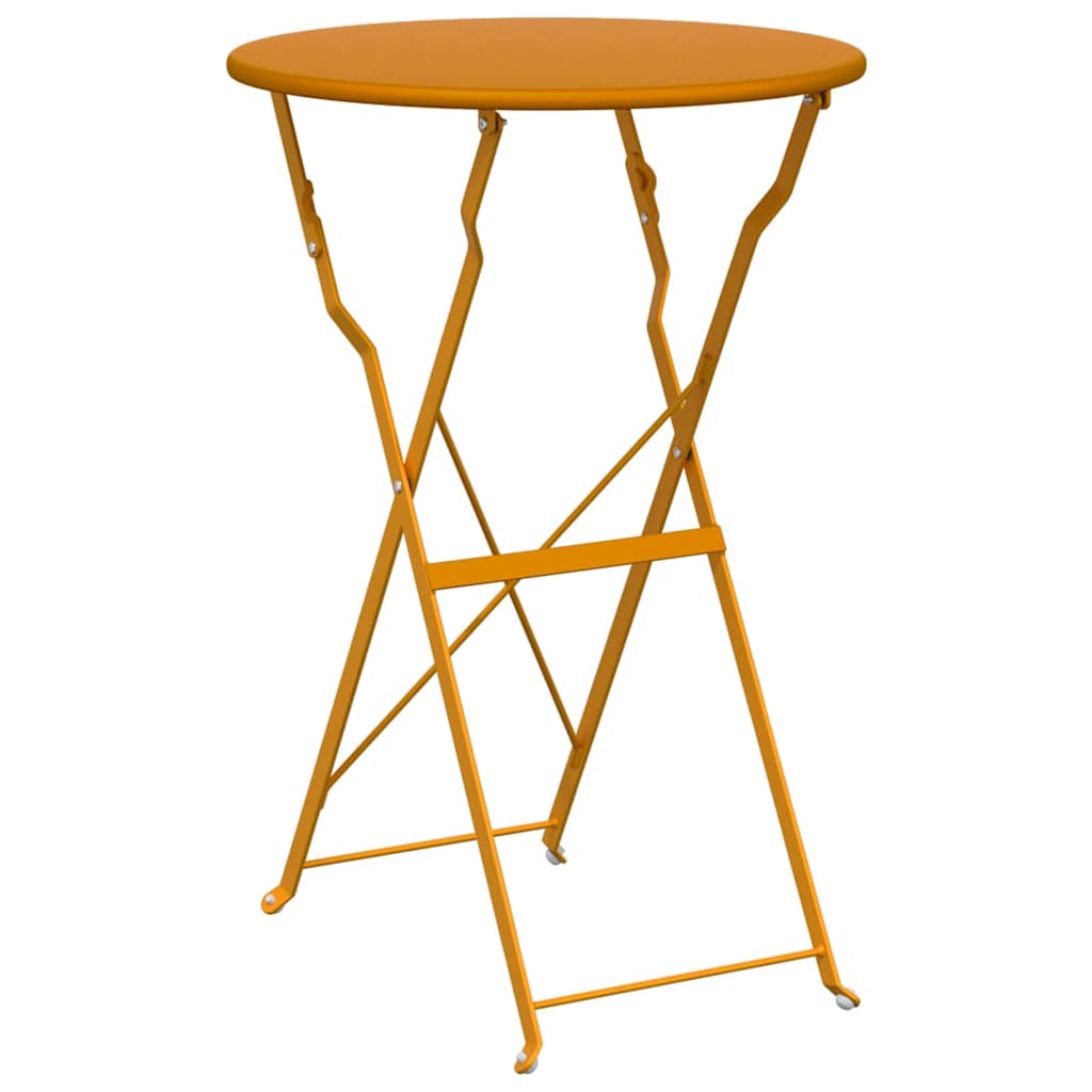 vidaXL Bistro Table Folding Mustard Ø 50 x 71 cm Powder-coated Steel
