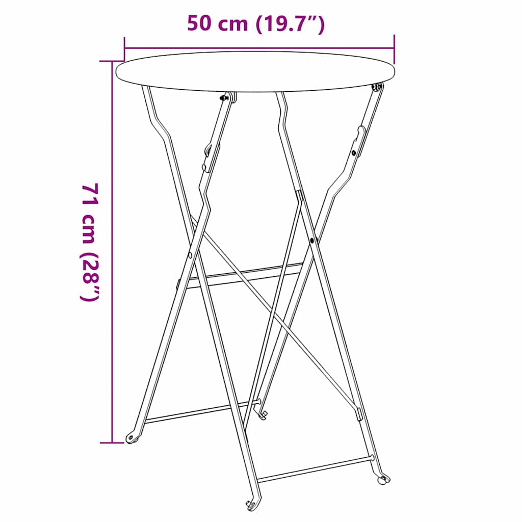 vidaXL Bistro Table Folding Mustard Ø 50 x 71 cm Powder-coated Steel