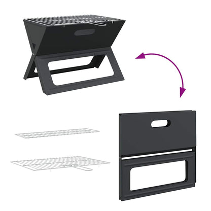 vidaXL Outdoor Grill Black 46 x 31 x 31 cm Steel