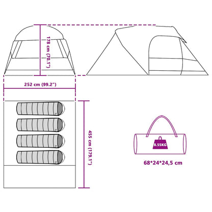 vidaXL Dome Tent 4-Person with Roof Blue 455 x 252 x 178 cm