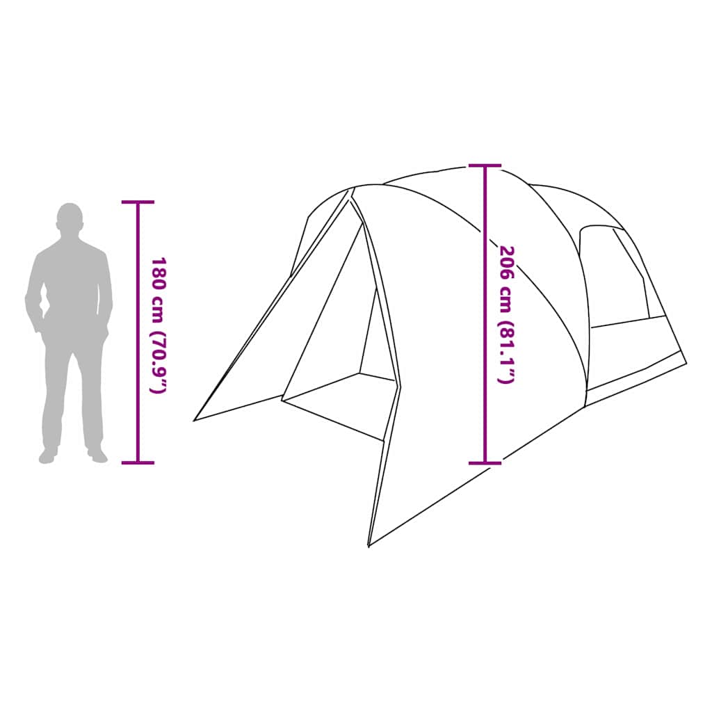 vidaXL Dome Tent 6-Person with Roof Grey and Orange 500 x 314 x 206 cm