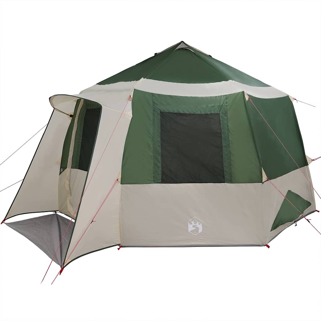 vidaXL Cabin Tent 12-Person 10-Person Green and White - 405 x 405 x 273 cm