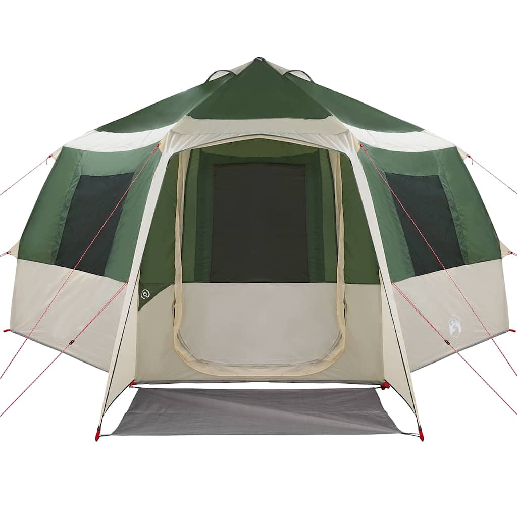 vidaXL Cabin Tent 12-Person 10-Person Green and White - 405 x 405 x 273 cm