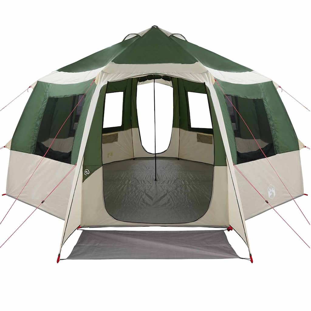 vidaXL Cabin Tent 12-Person 10-Person Green and White - 405 x 405 x 273 cm