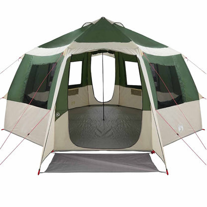vidaXL Cabin Tent 12-Person 10-Person Green and White - 405 x 405 x 273 cm