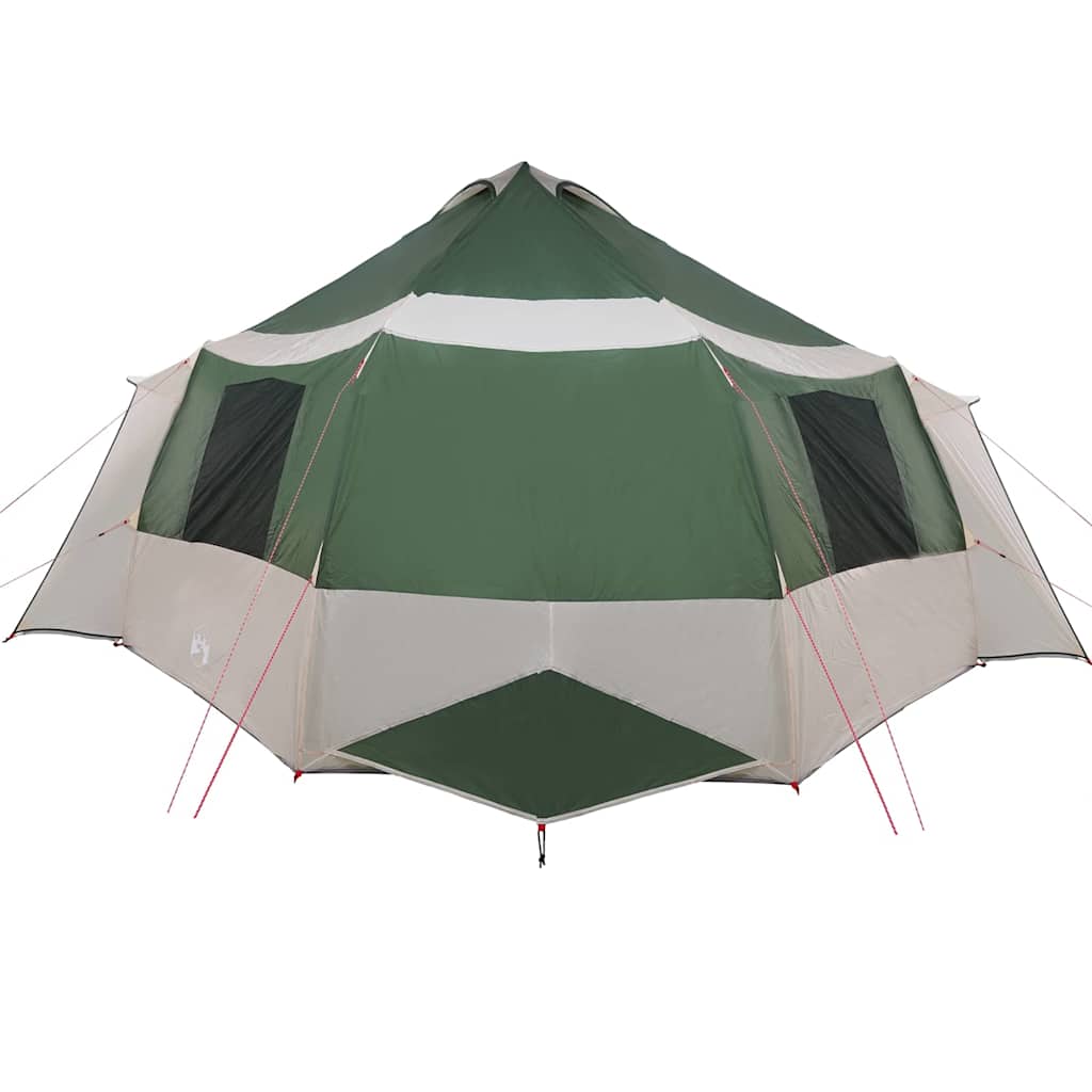 vidaXL Cabin Tent 12-Person 10-Person Green and White - 405 x 405 x 273 cm