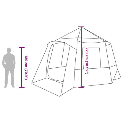 vidaXL Cabin Tent 12-Person 10-Person Green and White - 405 x 405 x 273 cm
