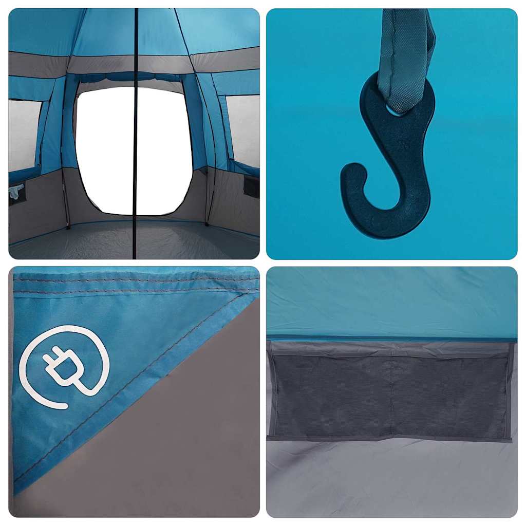 vidaXL Cabin Tent 12-Person 10-Person Blue and Grey - 405 x 405 x 273 cm