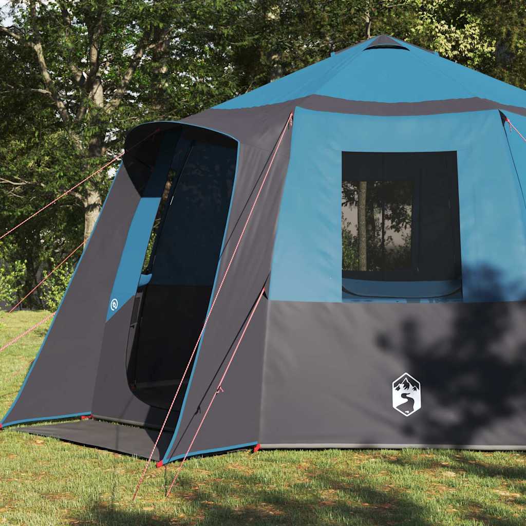 vidaXL Cabin Tent 12-Person 10-Person Blue and Grey - 405 x 405 x 273 cm