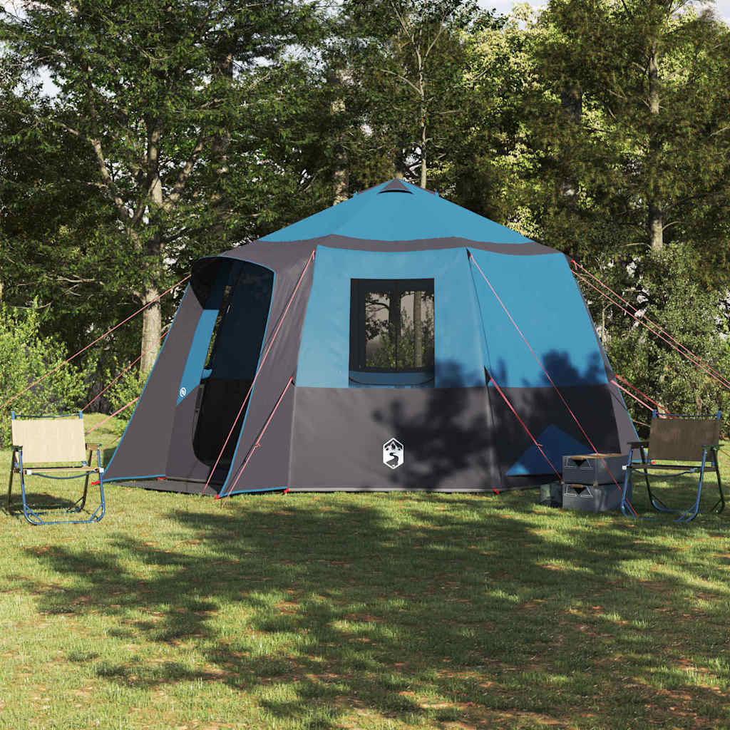 vidaXL Cabin Tent 12-Person 10-Person Blue and Grey - 405 x 405 x 273 cm