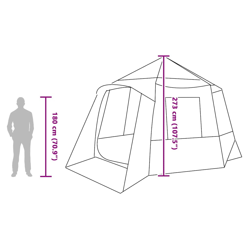 vidaXL Cabin Tent 12-Person 10-Person Blue and Grey - 405 x 405 x 273 cm