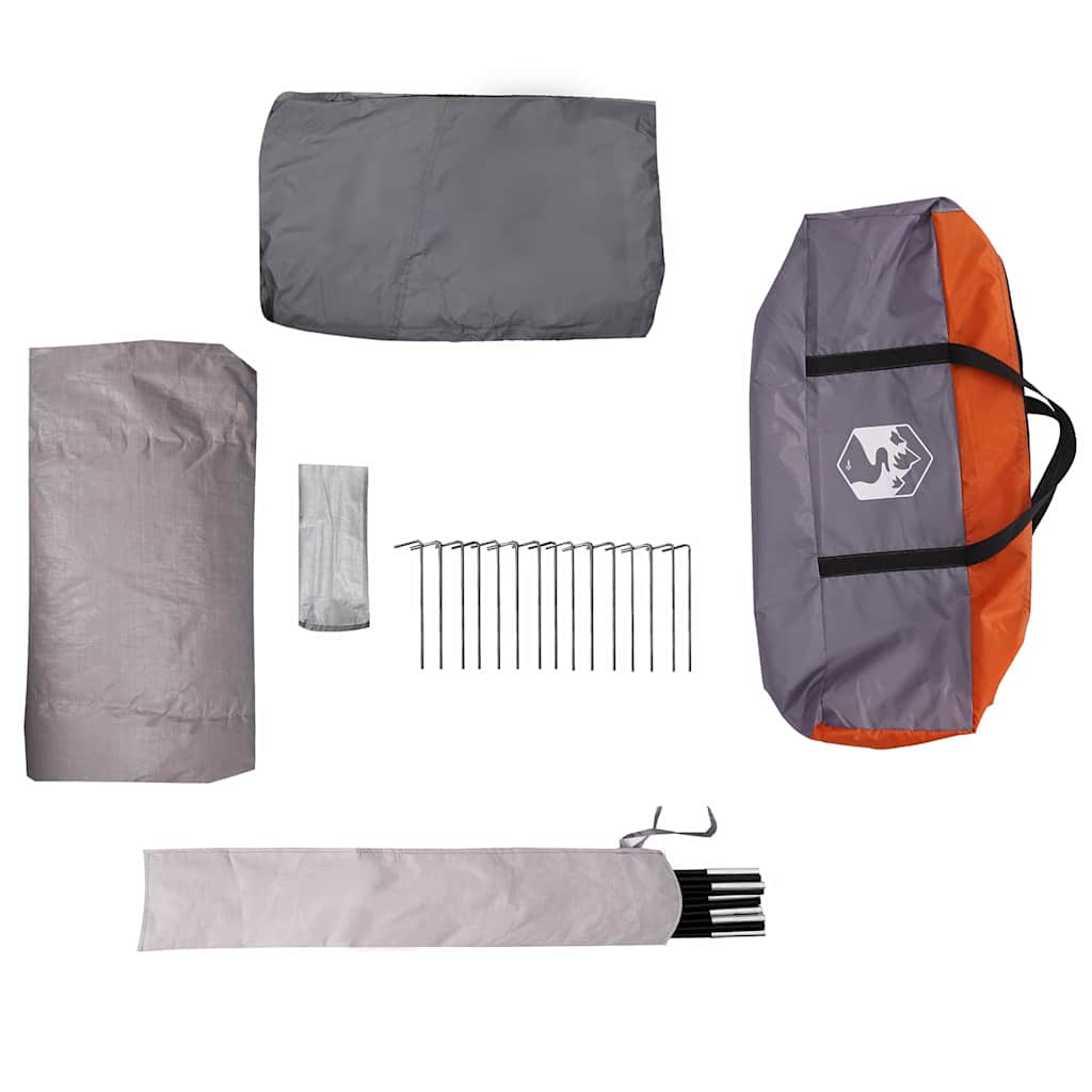 vidaXL Cabin Tent 12-Person 10-Person Grey and Orange - 405 x 405 x 273 cm