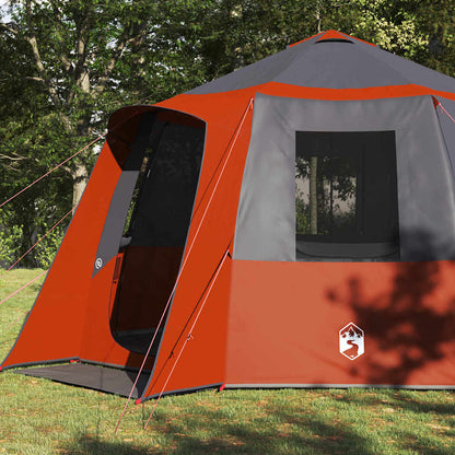 vidaXL Cabin Tent 12-Person 10-Person Grey and Orange - 405 x 405 x 273 cm