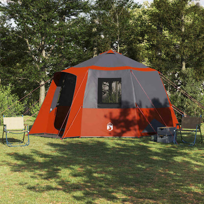 vidaXL Cabin Tent 12-Person 10-Person Grey and Orange - 405 x 405 x 273 cm