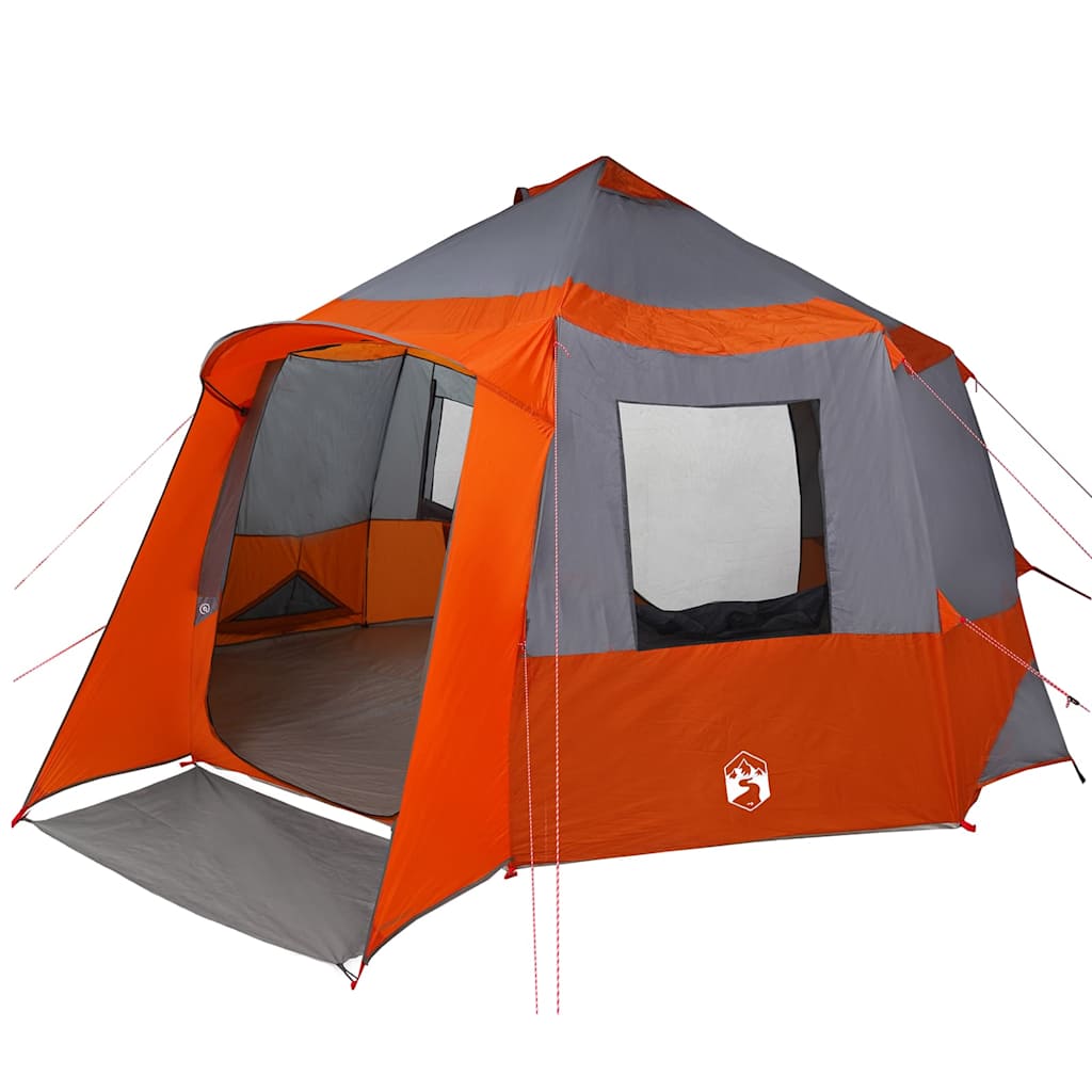 vidaXL Cabin Tent 12-Person 10-Person Grey and Orange - 405 x 405 x 273 cm