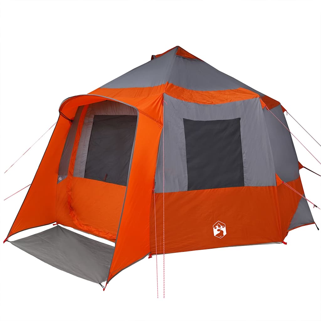 vidaXL Cabin Tent 12-Person 10-Person Grey and Orange - 405 x 405 x 273 cm