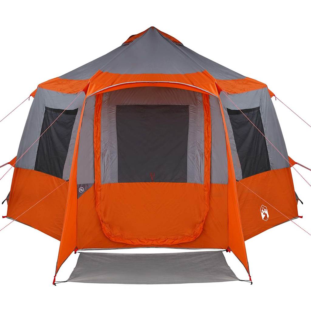 vidaXL Cabin Tent 12-Person 10-Person Grey and Orange - 405 x 405 x 273 cm
