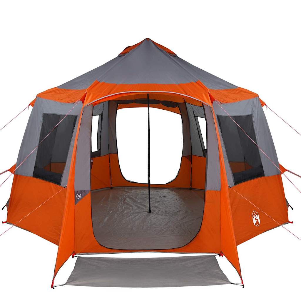 vidaXL Cabin Tent 12-Person 10-Person Grey and Orange - 405 x 405 x 273 cm