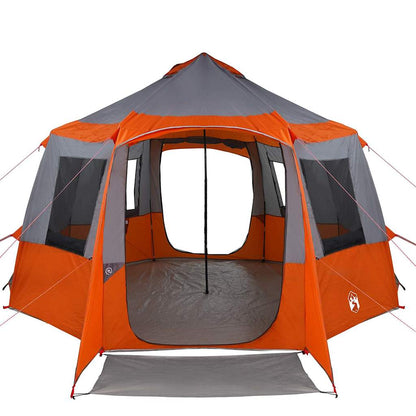 vidaXL Cabin Tent 12-Person 10-Person Grey and Orange - 405 x 405 x 273 cm