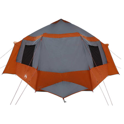 vidaXL Cabin Tent 12-Person 10-Person Grey and Orange - 405 x 405 x 273 cm