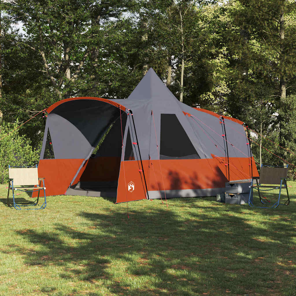 vidaXL Teepee Tent 8-Person 8-Person Grey and Orange - 720 x 465 x 295 cm