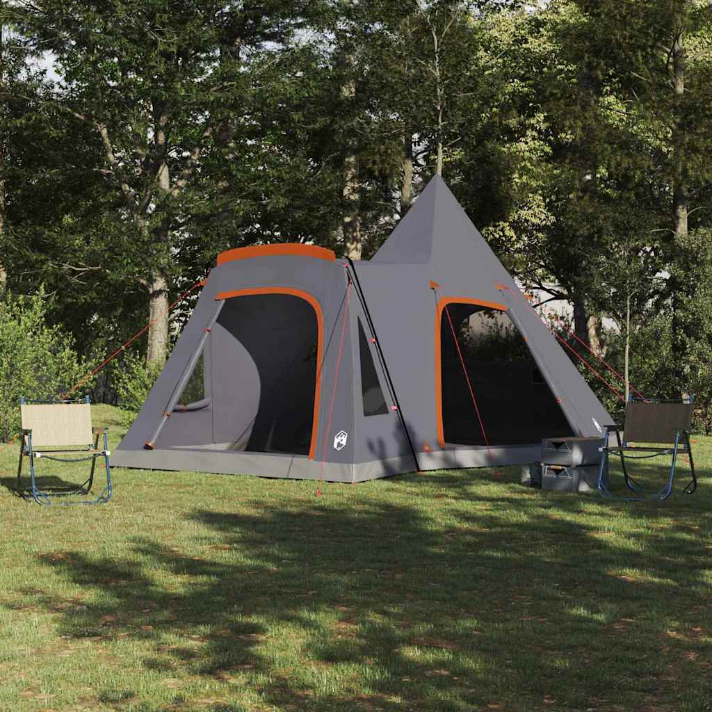 vidaXL Teepee Tent 5-Person 5-Person Grey and Orange - 545 x 450 x 295 cm