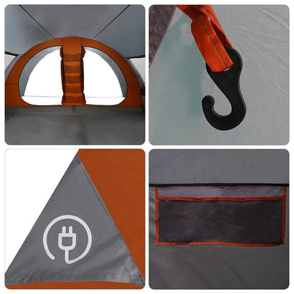 vidaXL Tunnel Tent 8-Person 8-Person Grey and Orange - 710 x 460 x 245 cm
