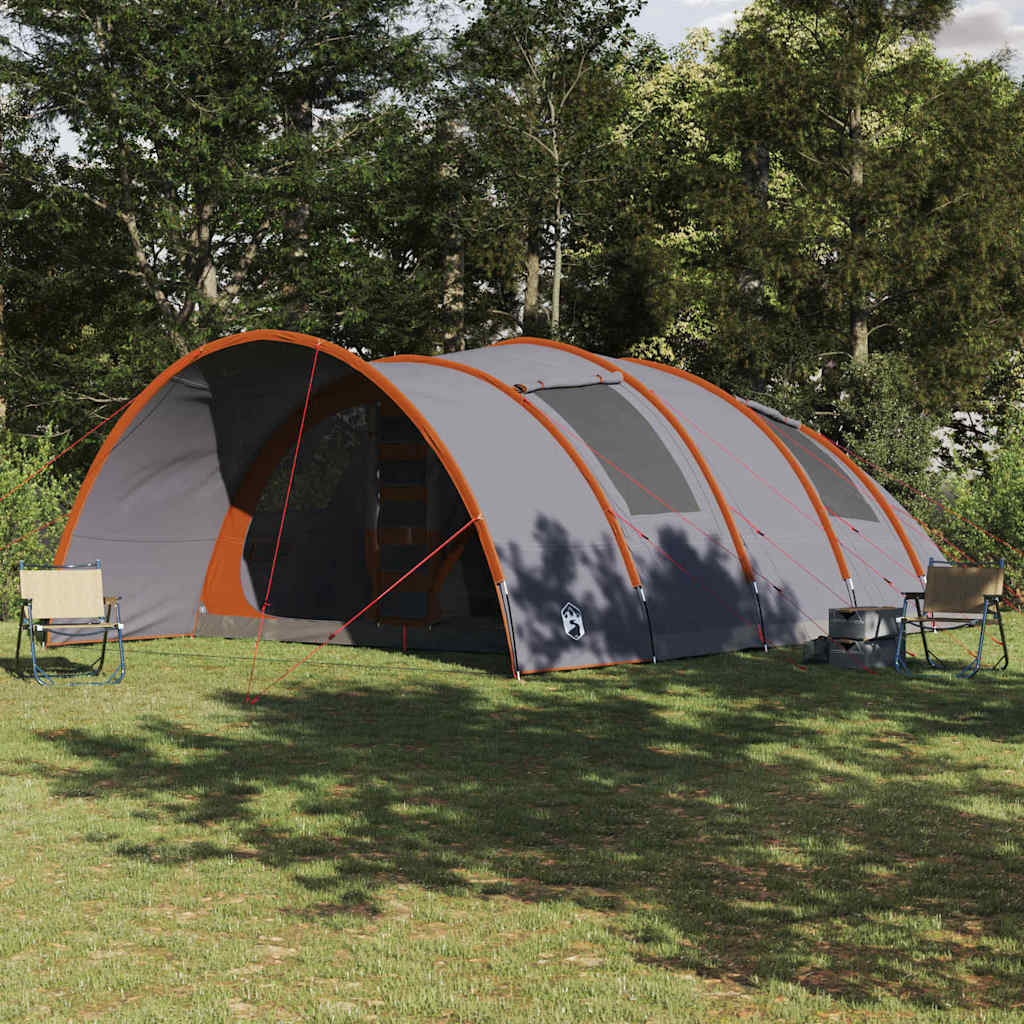 vidaXL Tunnel Tent 8-Person 8-Person Grey and Orange - 710 x 460 x 245 cm