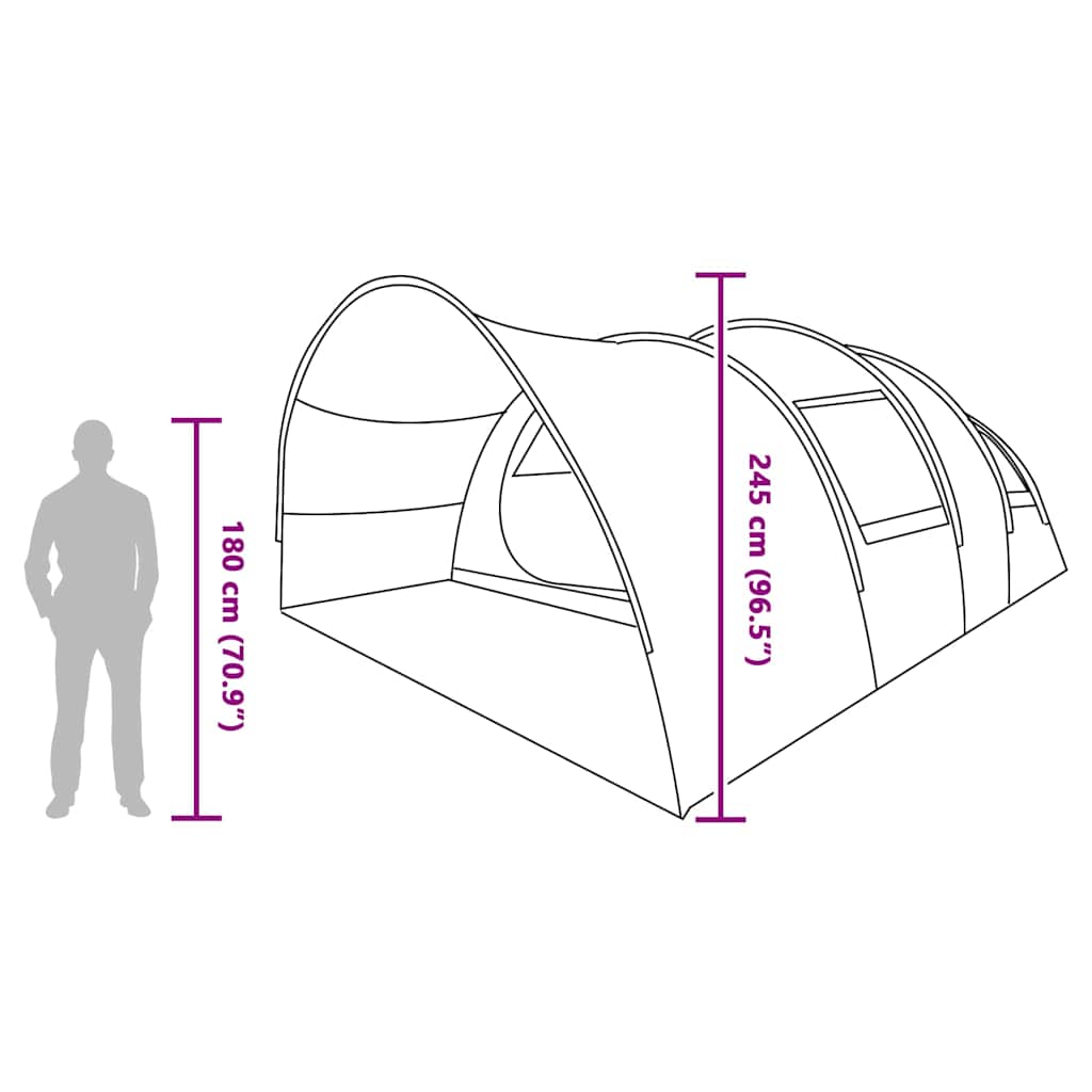 vidaXL Tunnel Tent 8-Person 8-Person Grey and Orange - 710 x 460 x 245 cm