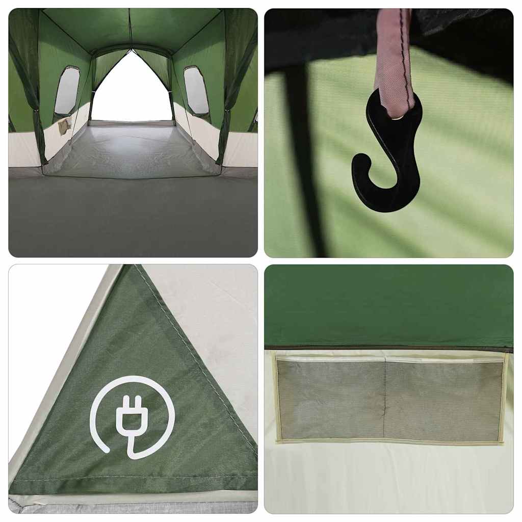 vidaXL Tent 16-Person with Roof with Storage Green 680 x 510 x 210 cm