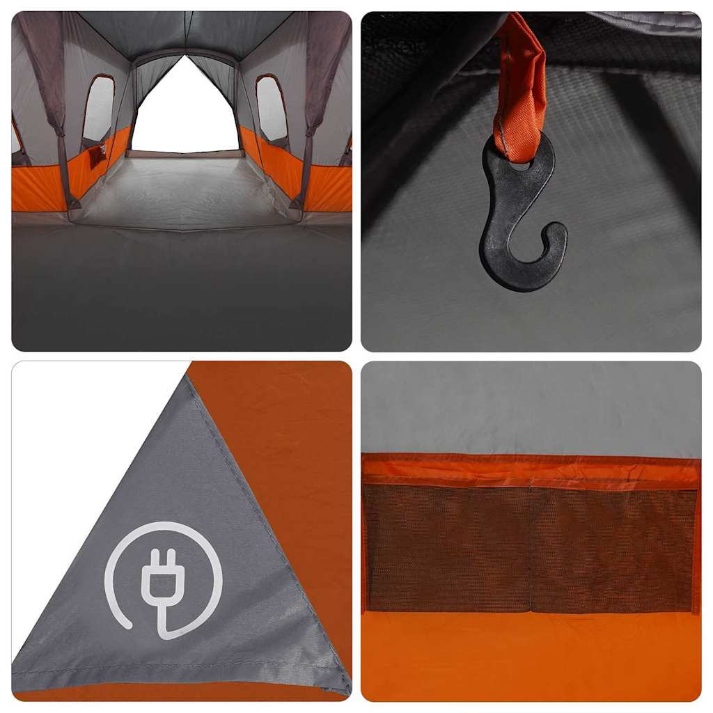 vidaXL Tent 16-Person with Roof Grey and Orange 680 x 510 x 210 cm