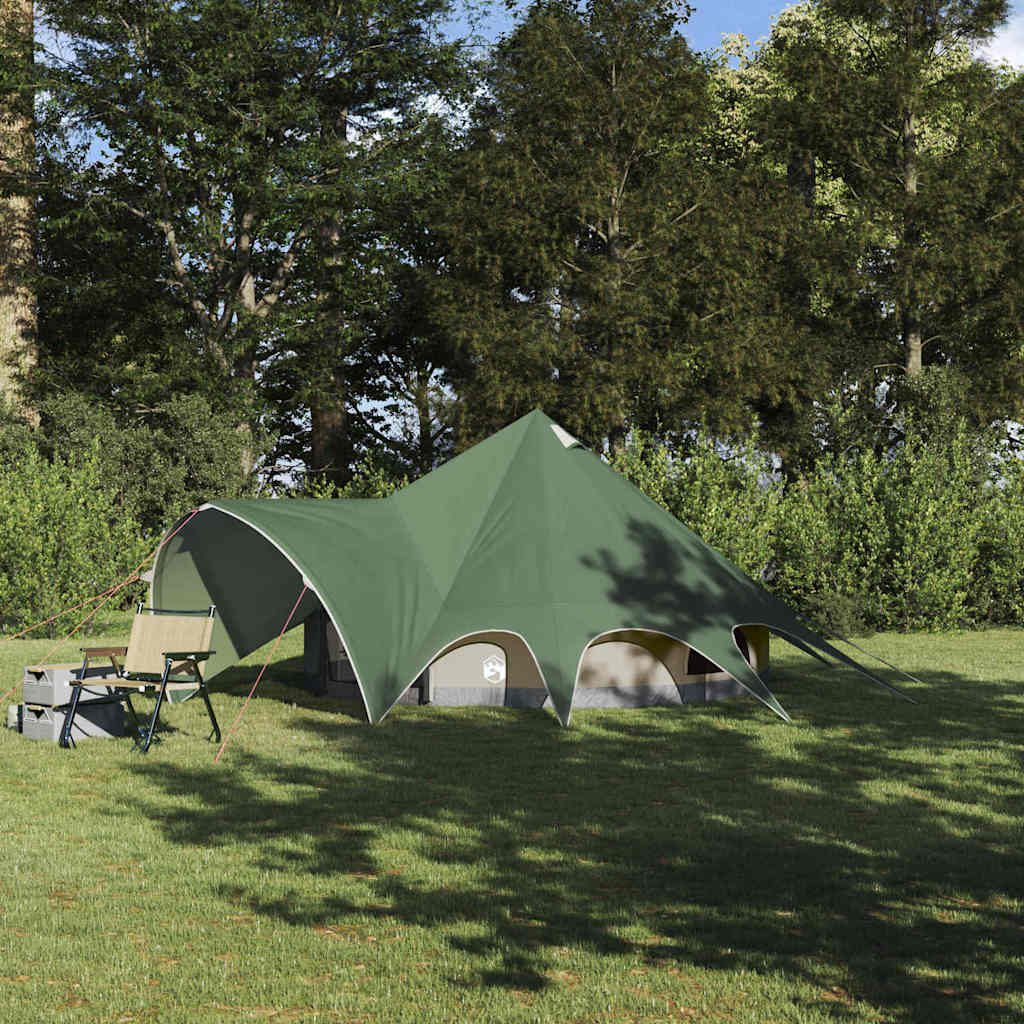 vidaXL Teepee Tent 3-Person 3-Person Green and Grey - 312 x 312 x 197 cm
