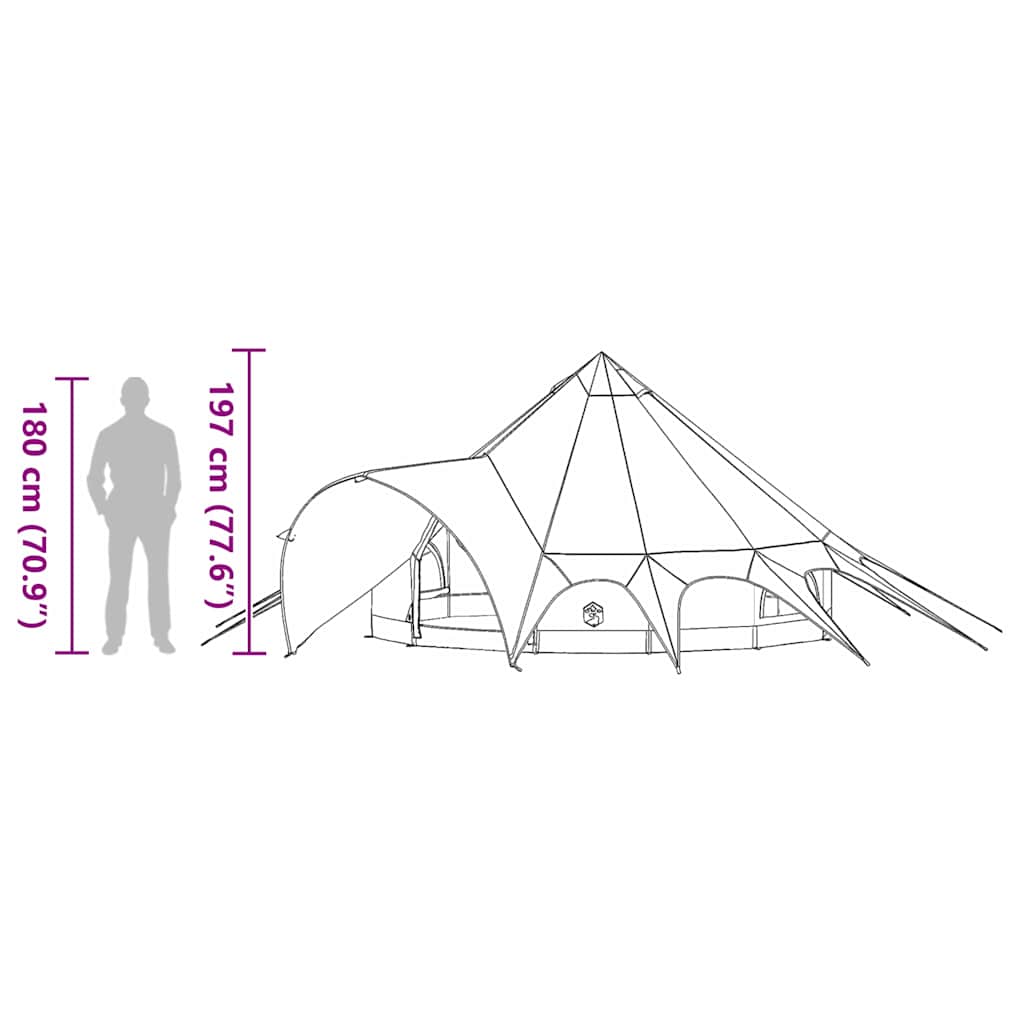 vidaXL Teepee Tent 3-Person 3-Person Blue and Grey - 312 x 312 x 197 cm