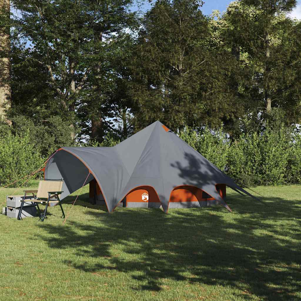 vidaXL Teepee Tent 3-Person 3-Person Grey and Orange - 312 x 312 x 197 cm