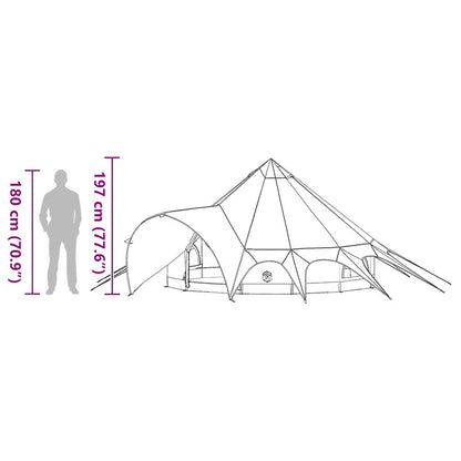 vidaXL Teepee Tent 3-Person 3-Person Grey and Orange - 312 x 312 x 197 cm