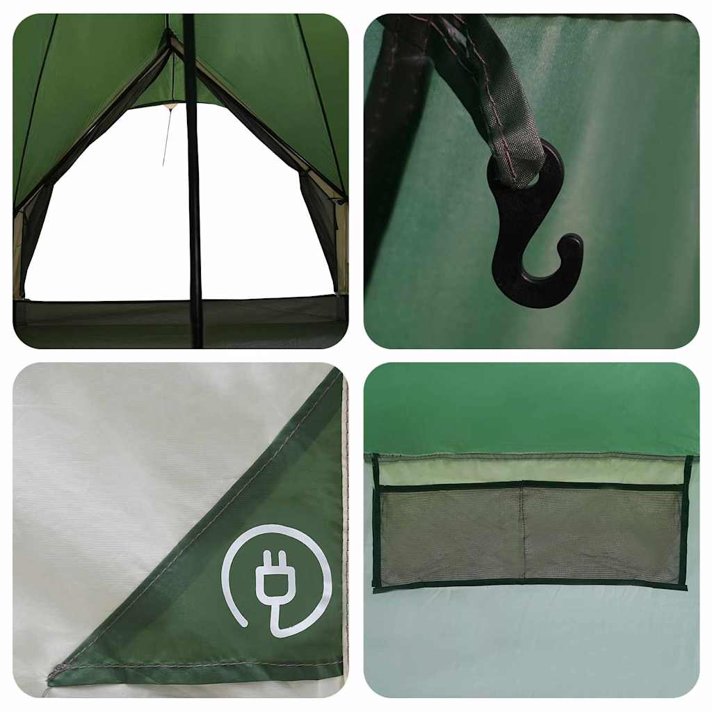 vidaXL Teepee Tent 5-Person 5-Person Green and Grey - 415 x 415 x 247 cm