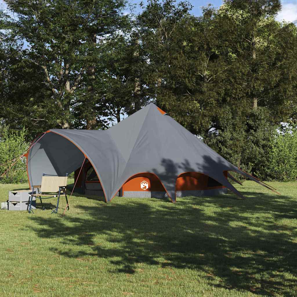 vidaXL Teepee Tent 5-Person 5-Person Grey and Orange - 415 x 415 x 247 cm