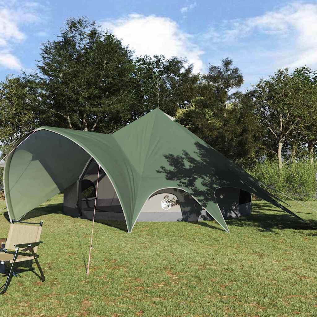 vidaXL Teepee Tent 7-Person 7-Person Green and Grey - 600 x 600 x 347 cm