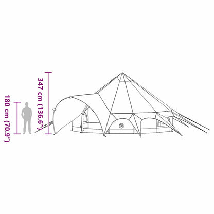 vidaXL Teepee Tent 7-Person 7-Person Green and Grey - 600 x 600 x 347 cm
