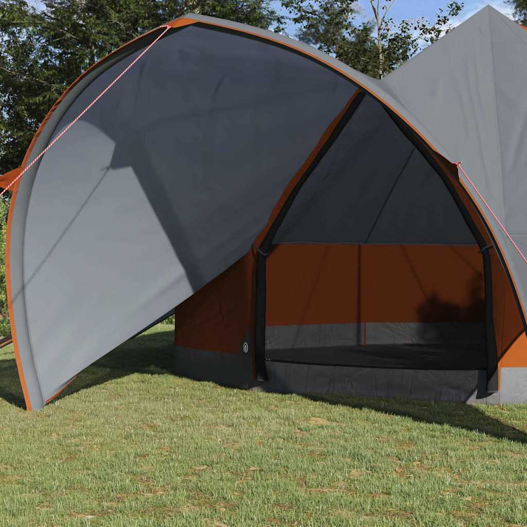 vidaXL Teepee Tent 7-Person 7-Person Grey and Orange - 600 x 600 x 347 cm