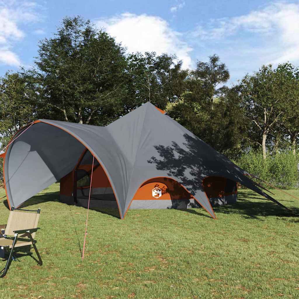 vidaXL Teepee Tent 7-Person 7-Person Grey and Orange - 600 x 600 x 347 cm