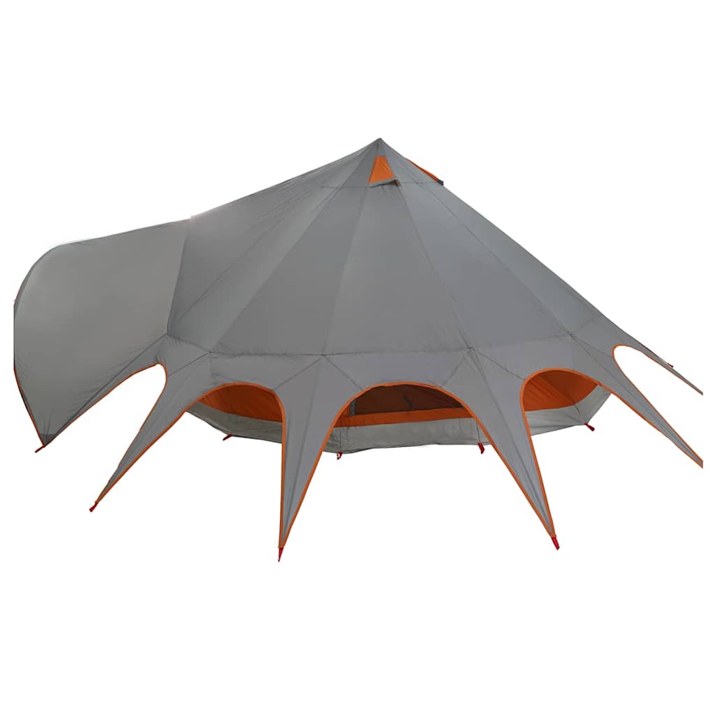 vidaXL Teepee Tent 7-Person 7-Person Grey and Orange - 600 x 600 x 347 cm