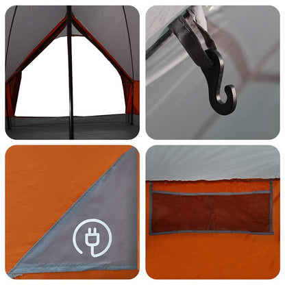 vidaXL Teepee Tent 9-Person 9-Person Grey and Orange - 502 x 502 x 297 cm
